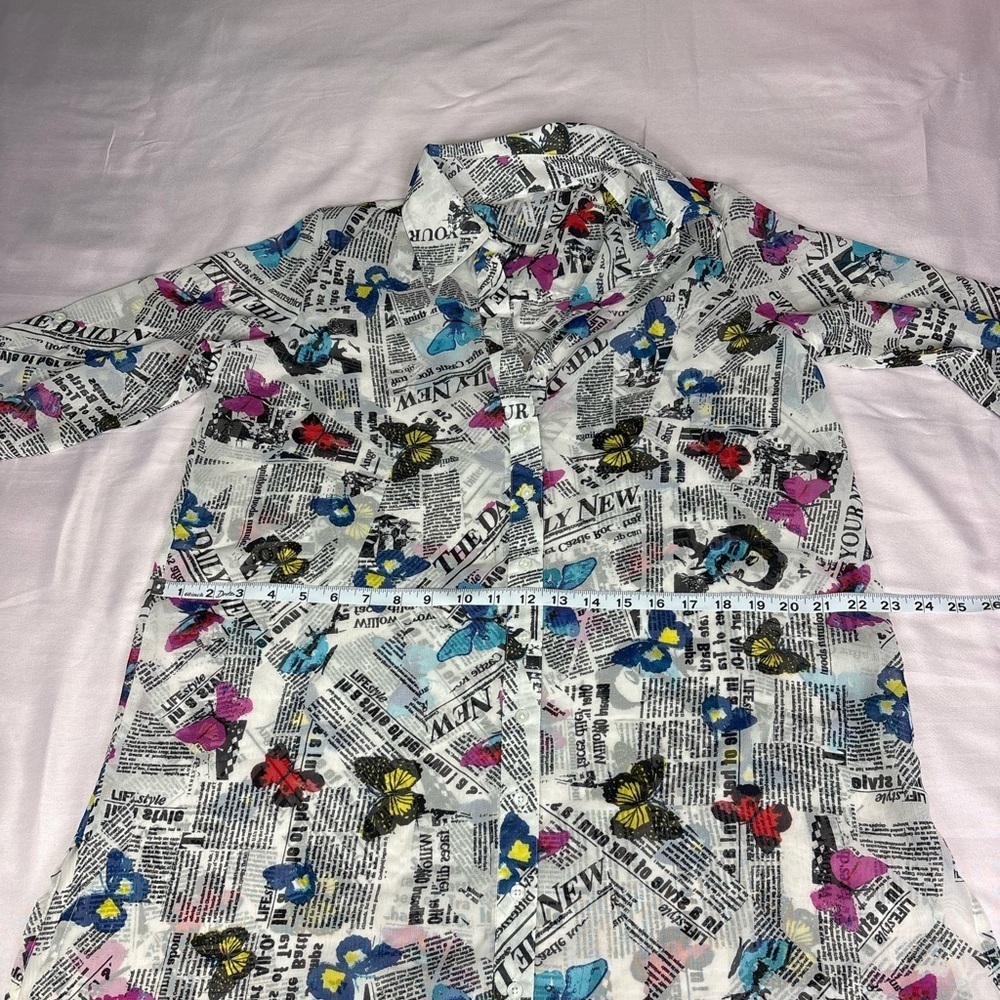 Colorful Newspaper Print Shirt - Picture 6 of 8